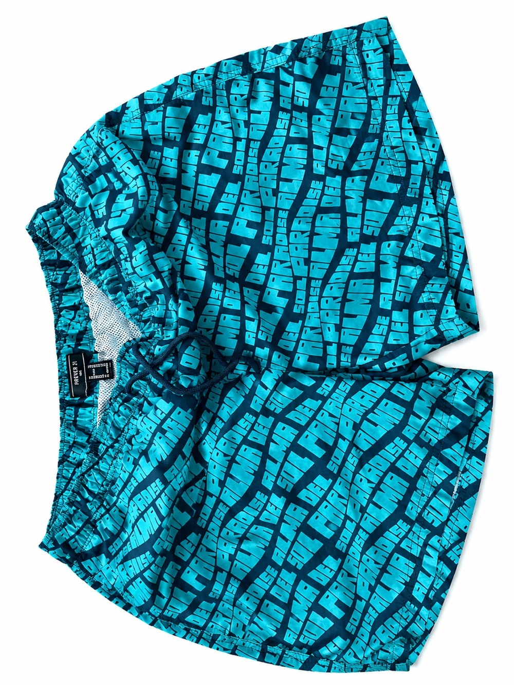 Mens Forever 21 Men’s Aqua and Teal Graphic Swim Trunk Set- XL - Picture 3 of 3